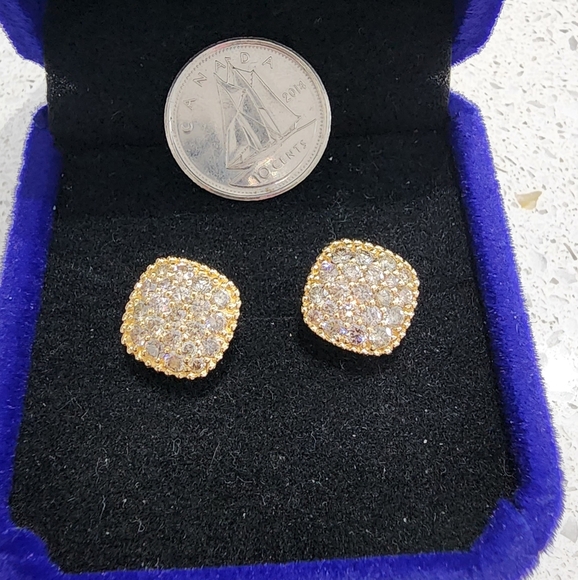 diamond (natural) earrings in 18K gold - Picture 1 of 3
